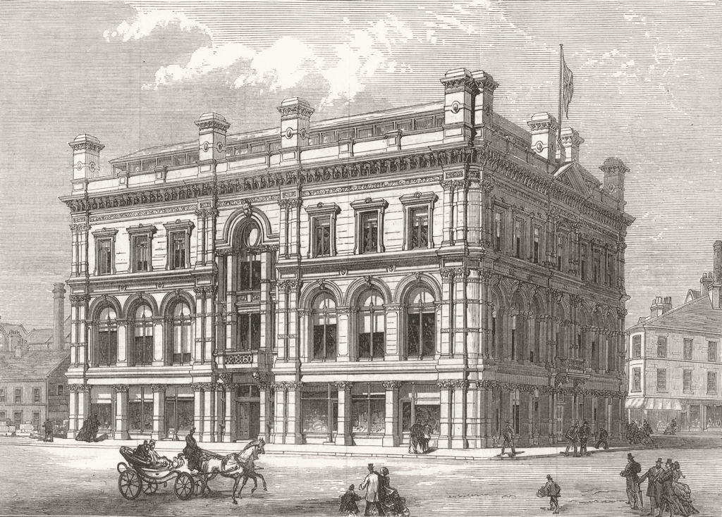 YORKS. The Bradford Mechanics' Institute 1873 old antique print picture